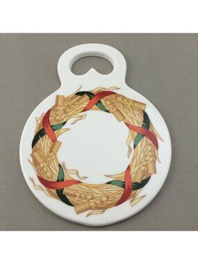 Vtg Arabia Finland Ceramic Trivet Cutting Board Santa Arctica Christmas Wheat